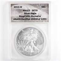 2015-W Burnished Silver Eagle ANACS SP70