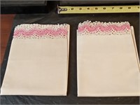 pair of vtg lace pillow cases