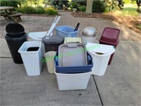 Trash cans & 3 bins