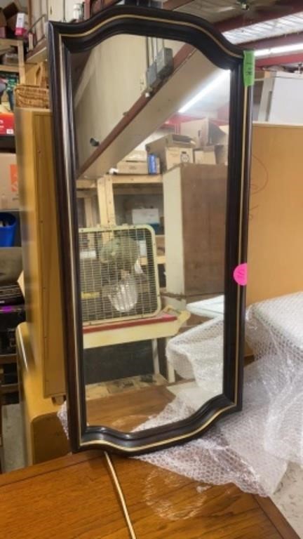 VINTAGE WOOD FRAMED MIRROR 36x16