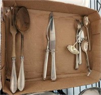 TRAY OF ASSORTED STERLING AND STERLING HANDLE