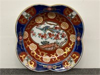 Beautiful VTG Gold Imari Plate Blue & Red Floral