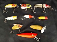 9 Vintage Plastic Fishing Lures - various Styles