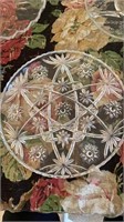 Star flower snowflake cut glass serving platter,