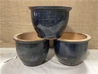 Glazed Clay pots x 3