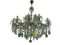 Large, eighteen light, crystal chandelier