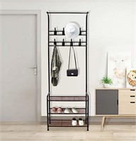 Bigzzia Coat and Shoe Rack Entryway  3-in-1 Metal