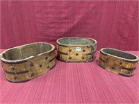 3 Wooden Decorative Boxes/Planters,  Stars and