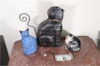 Lot of 5 Cat Figurines. Metal Ceramic Minatures