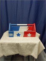 Red White & Blue Painted Wood Tool Box