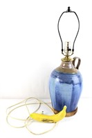 Rustic Blue Stoneware Pottery Jug Lamp