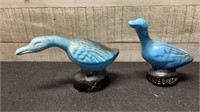 Pair Of Chinese Blue Geese 3.5" & 4.5" Tall