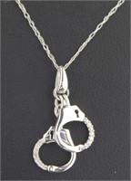 10kt White Gold Diamond Handcuff Necklace