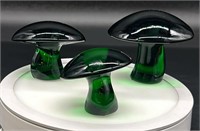 Set Of 2 Viking Emerald Mushrooms - Pressed By