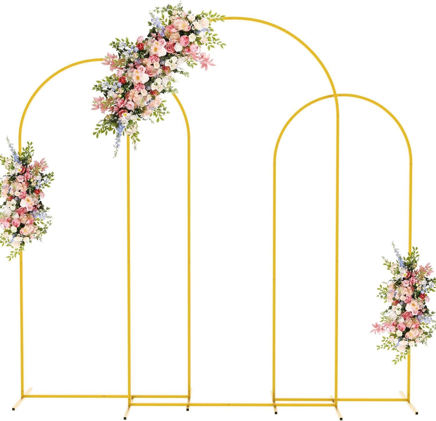 Fomcet Metal Arch Backdrop Stand Set of 3 Gold Wed