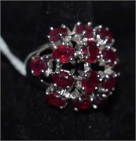 Sterling Silver Ring w/ Rubies Size 6.5