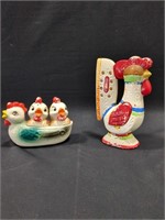 Vintage MCM Dutch hen chicken bank, salt & pepper