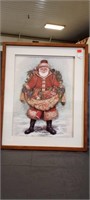 Framed Folk Art Santa Claus Print 17" x 21"