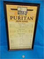 1931 PURITAN RANGE PRICE LIST  (12" X 20")
