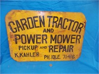 GARDEN TRACTOR & POWER MOWER SIGN (16.5" X 24" )