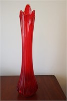 Large Red Slung Glass Vase