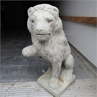 Concrete lion statue.