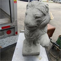 Concrete lion statue.