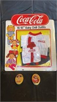 Coca-Cola 16-18” Baby Doll outfits and 2 sewing