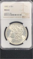 1882-S NGC MS61 Silver Morgan Dollar