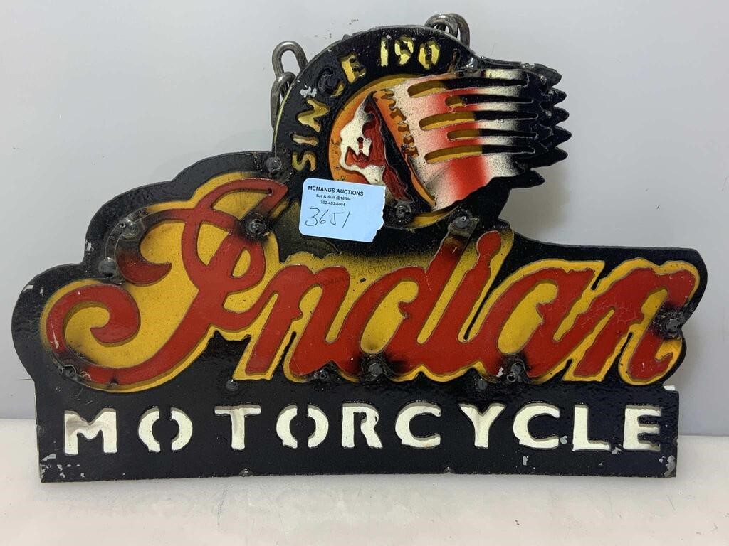 Metal Indian Motorcycle Sign 12x8