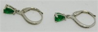 Sterling Silver Faux Emerald Earrings