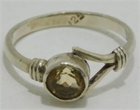 Sterling Silver Citrine Ring - Size 7