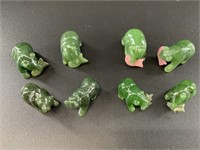 Collection of 8 Alaskan Kobuk jade, carved bear st