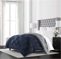 Beckham Goose Down Alt. Comforter - Navy/Sleet