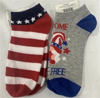 Lot of 2 Patriotic Theme Ladies Low Cut Socks NEW