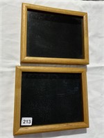 2 OAK FRAME DISPLAY CASES 9 X 11" X 1/5" H