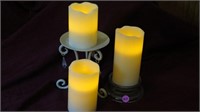 Set of 3 battery operated candles with two stands