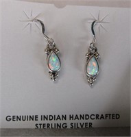 925 Silver Navajo Made Opal Hook Earrings