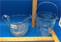 Cambridge Ice Bucket & Pressed Glass Pitcher