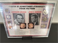 Vintage John F Kennedy Abraham Lincoln coin set
