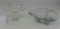 (2)pcs Steuben Clear Art Glass Bouquet Vase + 1