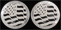 (2) 1 OZ .999 SILVER FLAG ROUNDS