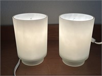 Pair of frosted glass table lamps, 6” h.