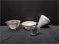 (3) Colanders w/ 1-Cup Hand Sifter