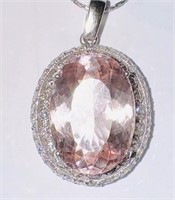 20.80 cts Morganite & Diamond 14k Gold Pendant