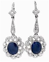 Platinum 9.00cts Blue Sapphire & Diamond Earrings