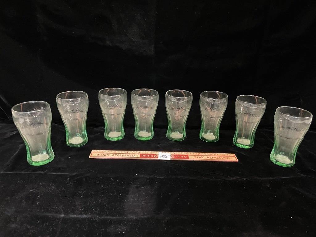 EIGHT VINTAGE COCA-COLA GLASSES 4.5 INCH TALL