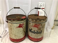 2 Mobil Oil Cans 5 Gallons