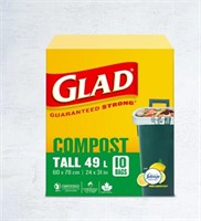 Glad® 100% Compostable Bags 49 Litres, 10 Bags