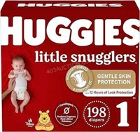 Sz 1 Case of 198 Kids Huggies Diapers - NEW